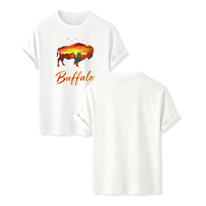 Wild & Free Sunset Buffalo Silhouette Western T-Shirt - Weiß - 2XL - image 7