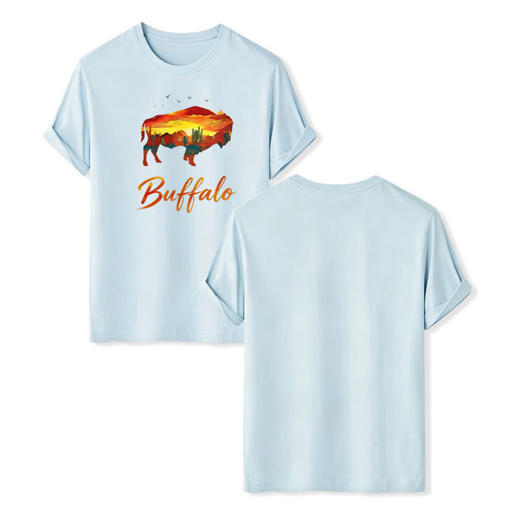 Wild & Free Sunset Buffalo Silhouette Western T-Shirt - Blau - 2XL - image 11