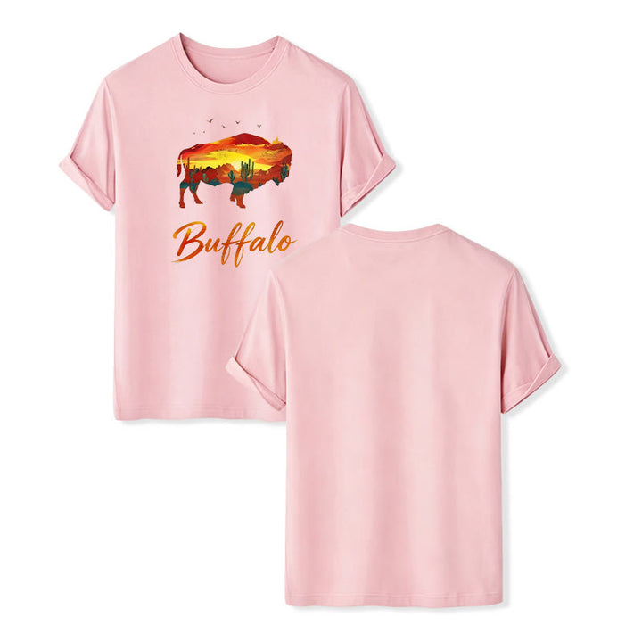 Wild & Free Sunset Buffalo Silhouette Western T-Shirt - Rosa - 2XL - image 8