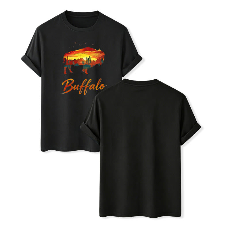 Wild & Free Sunset Buffalo Silhouette Western T-Shirt - Schwarz - 2XL - image 9