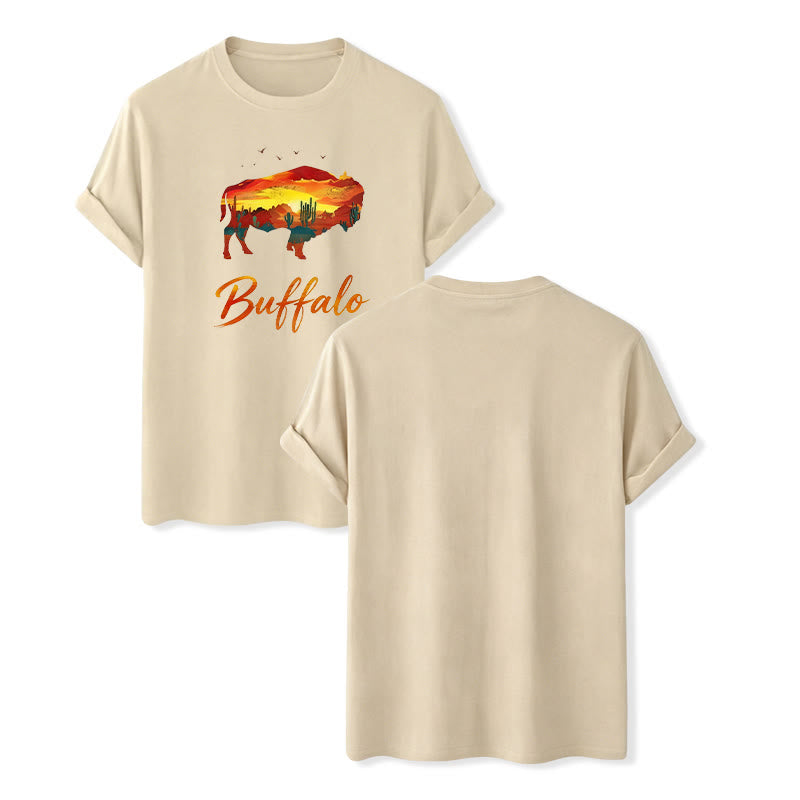 Wild & Free Sunset Buffalo Silhouette Western T-Shirt - Beige - 2XL - image 13
