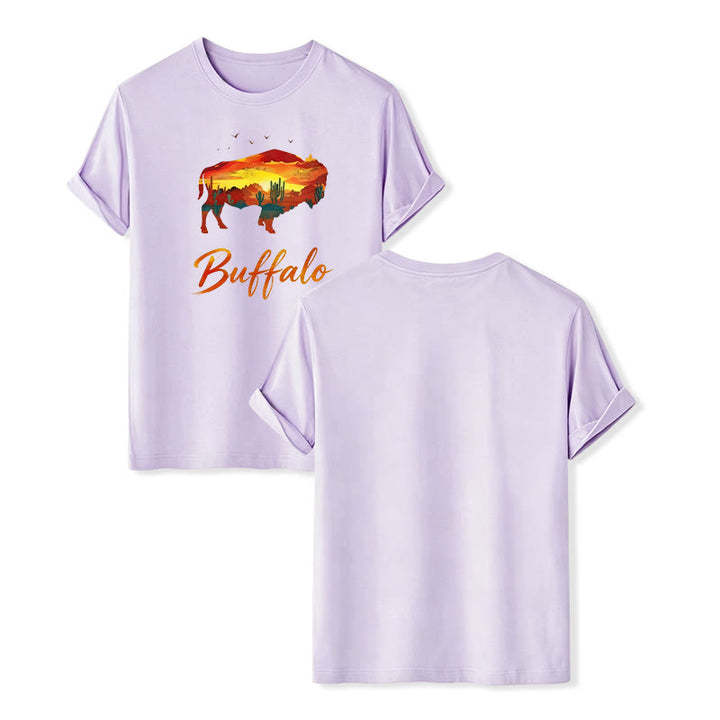 Wild & Free Sunset Buffalo Silhouette Western T-Shirt - Violett - 2XL - image 14