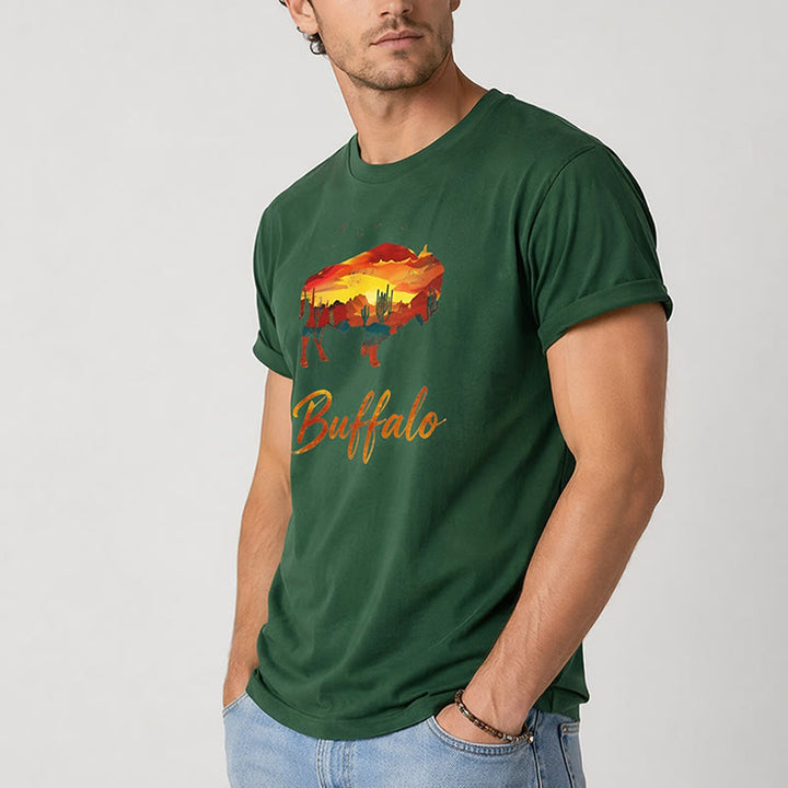 Wild & Free Sunset Buffalo Silhouette Western T-Shirt - image 4