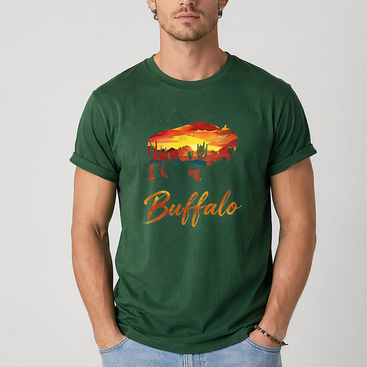Wild & Free Sunset Buffalo Silhouette Western T-Shirt - image 2