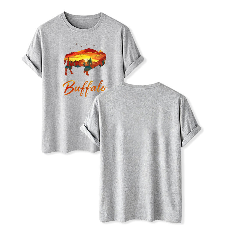 Wild & Free Sunset Buffalo Silhouette Western T-Shirt - Grau - 2XL - image 10