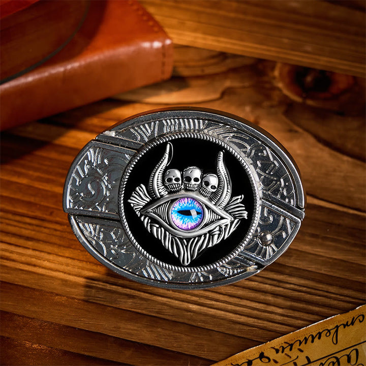 Drittes Auge, dreifacher Totenkopf, DIY-Verstecktes Klappmesser, Schnalle, Ledergürtel - Drittes Auge - Ohne Gürtel - Nicht im Lieferumfang enthalten: Gürtel - image 0