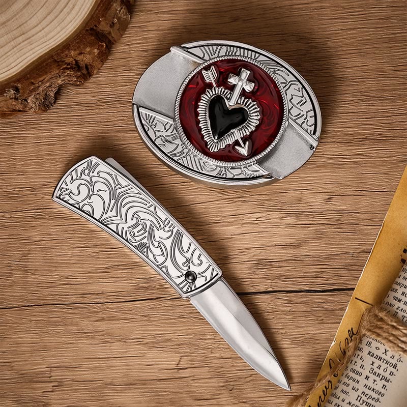 Sacred Heart & Arrow DIY Ledergürtel mit versteckter Klappmesserschnalle - image 1
