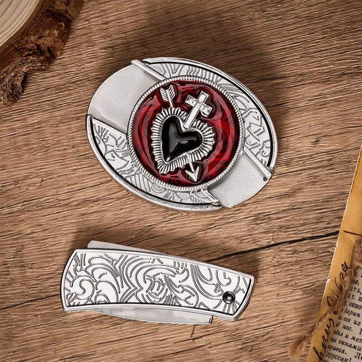 Sacred Heart & Arrow DIY Ledergürtel mit versteckter Klappmesserschnalle - image 10