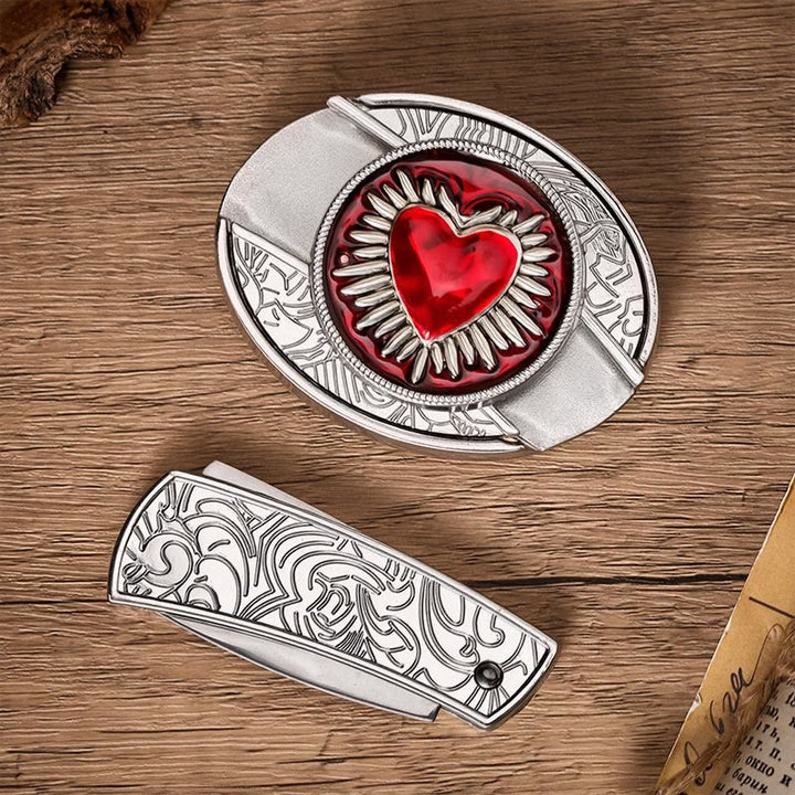 Gürtel mit flammendem Heiligen Herzen – DIY-Verstecktes Klappmesser aus Leder - image 10
