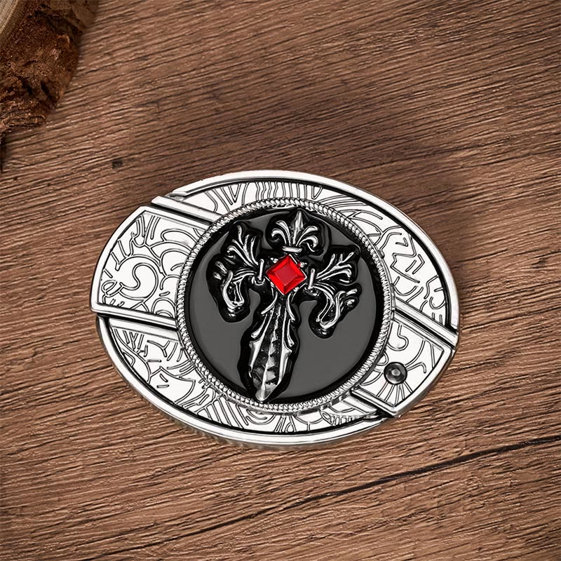 Gothic Viktorianisches Kreuz DIY Versteckte Klappmesserschnalle Ledergürtel - image 9