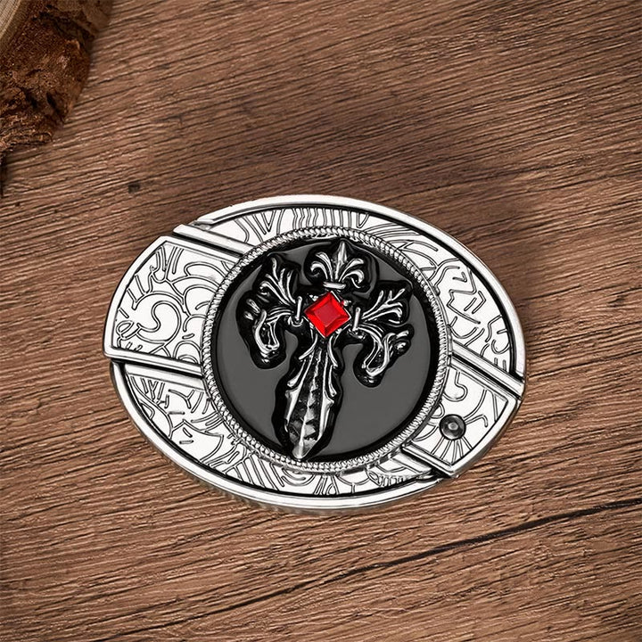 Gothic Viktorianisches Kreuz DIY Versteckte Klappmesserschnalle Ledergürtel - image 9