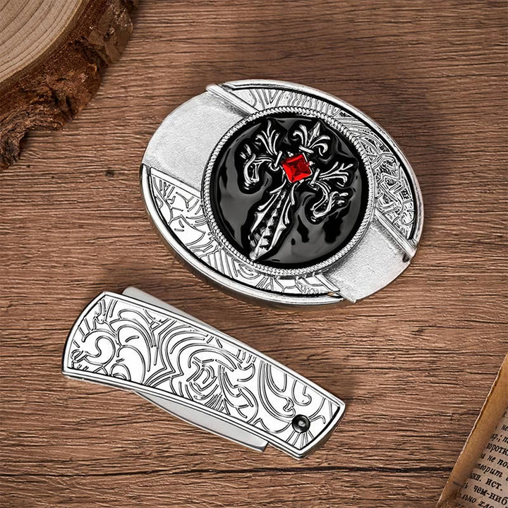 Gothic Viktorianisches Kreuz DIY Versteckte Klappmesserschnalle Ledergürtel - image 10