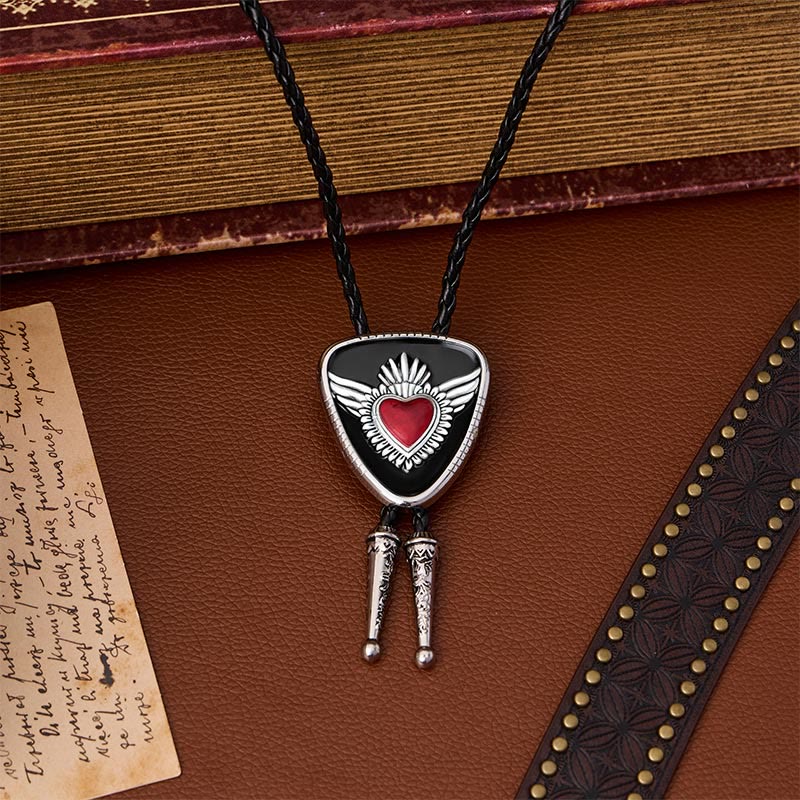 Retro-Bolo-Krawatte mit geflügeltem Herzmotiv im Western-Stil - image 5