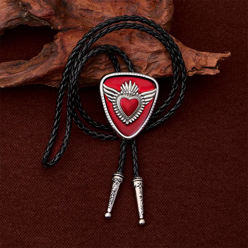 Retro-Bolo-Krawatte mit geflügeltem Herzmotiv im Western-Stil - image 2