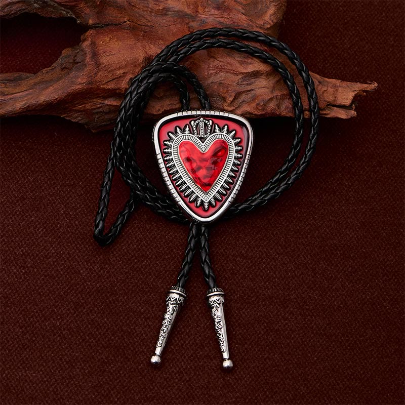 Vintage Bolo-Krawatte in Schildform mit Herz-Jesu-Krone - image 3