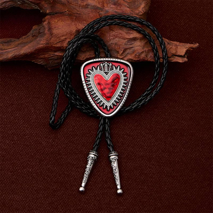 Vintage Bolo-Krawatte in Schildform mit Herz-Jesu-Krone - image 3