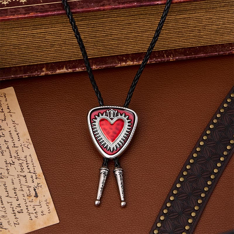 Vintage Bolo-Krawatte in Schildform mit Herz-Jesu-Krone - image 0