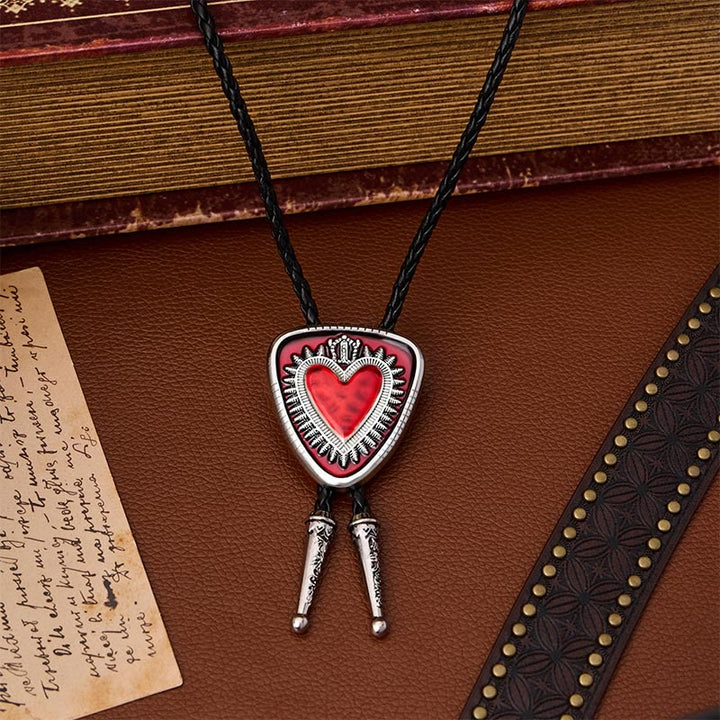 Vintage Bolo-Krawatte in Schildform mit Herz-Jesu-Krone - image 0