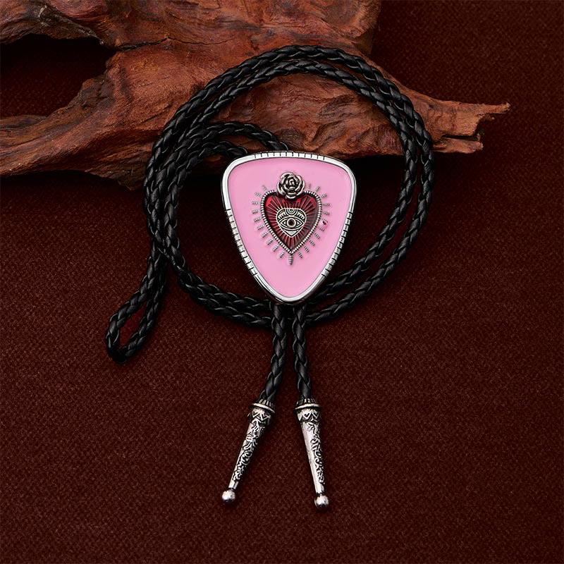Bolo-Krawatte mit rosa Nazar-Motiv, Rosenmotiv und Herzmotiv - image 2
