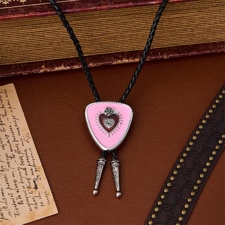 Bolo-Krawatte mit rosa Nazar-Motiv, Rosenmotiv und Herzmotiv - Rosa - image 0