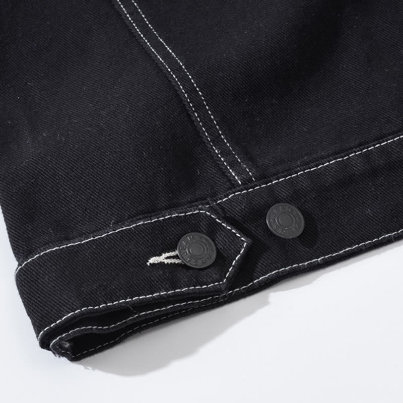 Highway Rebel Patchwork-Jeansweste aus schwarzem Denim - image 9