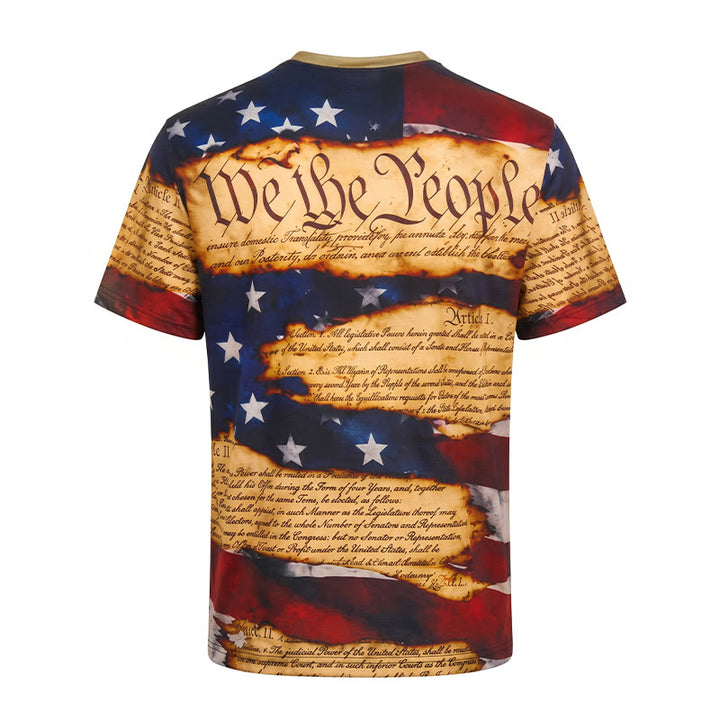 Henley-Shirt für Herren im Vintage-Stil mit amerikanischem Flaggenprint und Textdesign - image 9