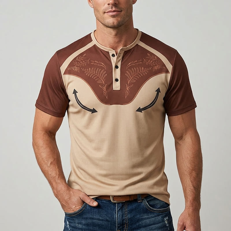 Vintage Henley-Shirt im Westernstil mit Aztekenmuster für Herren - image 1