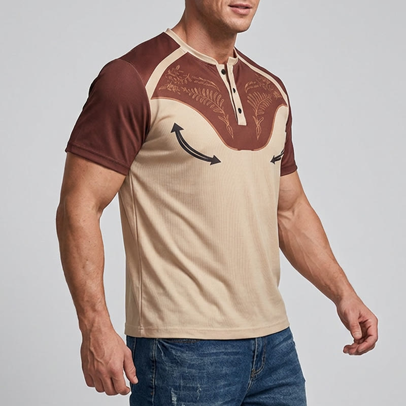 Vintage Henley-Shirt im Westernstil mit Aztekenmuster für Herren - image 2