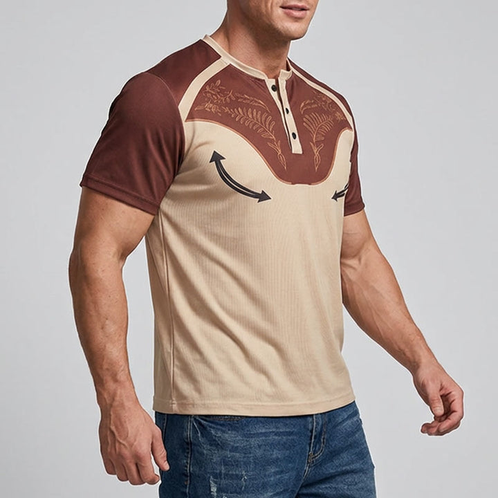 Vintage Henley-Shirt im Westernstil mit Aztekenmuster für Herren - image 2