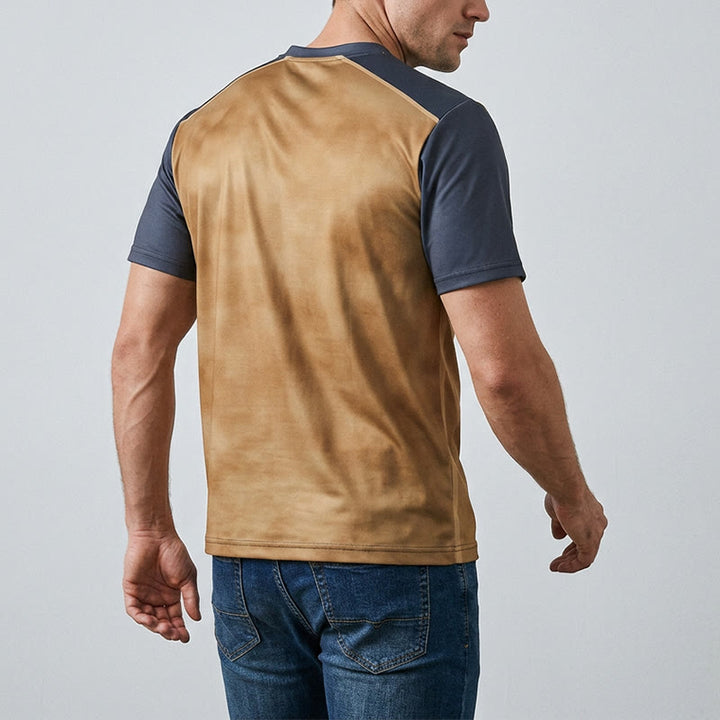 Vintage Henley-Hemd für Herren mit zweifarbigem Western-Bullenprint - image 3