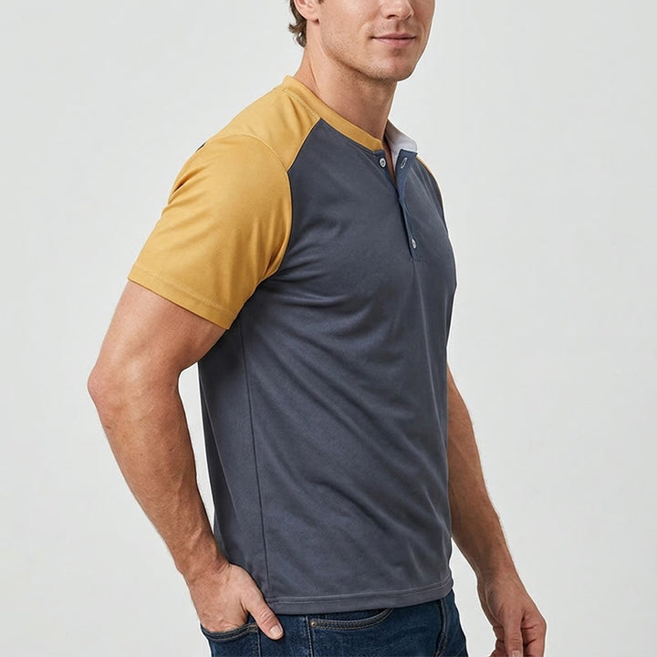 Vintage-gewaschenes Herren-Sommer-Freizeit-Henley-Shirt - image 2