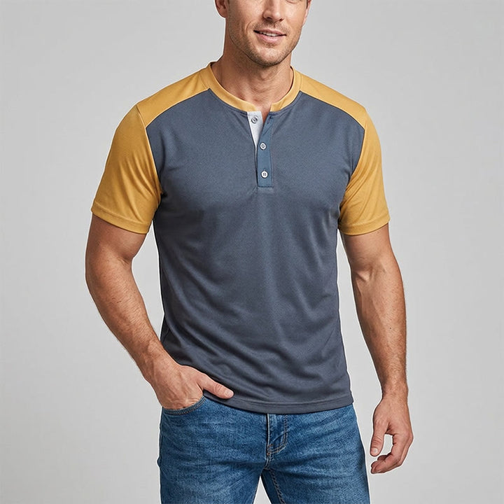 Vintage-gewaschenes Herren-Sommer-Freizeit-Henley-Shirt - image 1