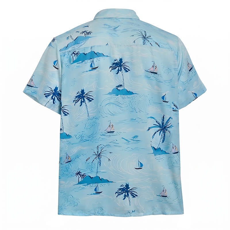 Herrenhemd mit Hawaii-Strandurlaubsmuster und Knopfleiste - image 10