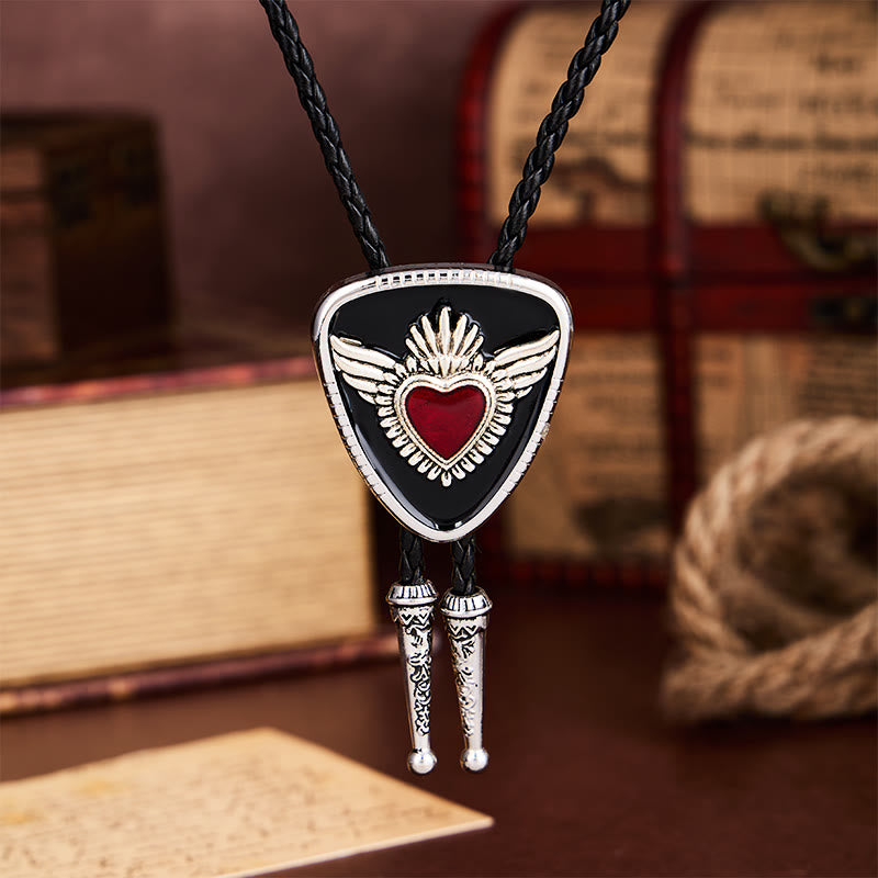 Retro-Bolo-Krawatte mit geflügeltem Herzmotiv im Western-Stil - image 7