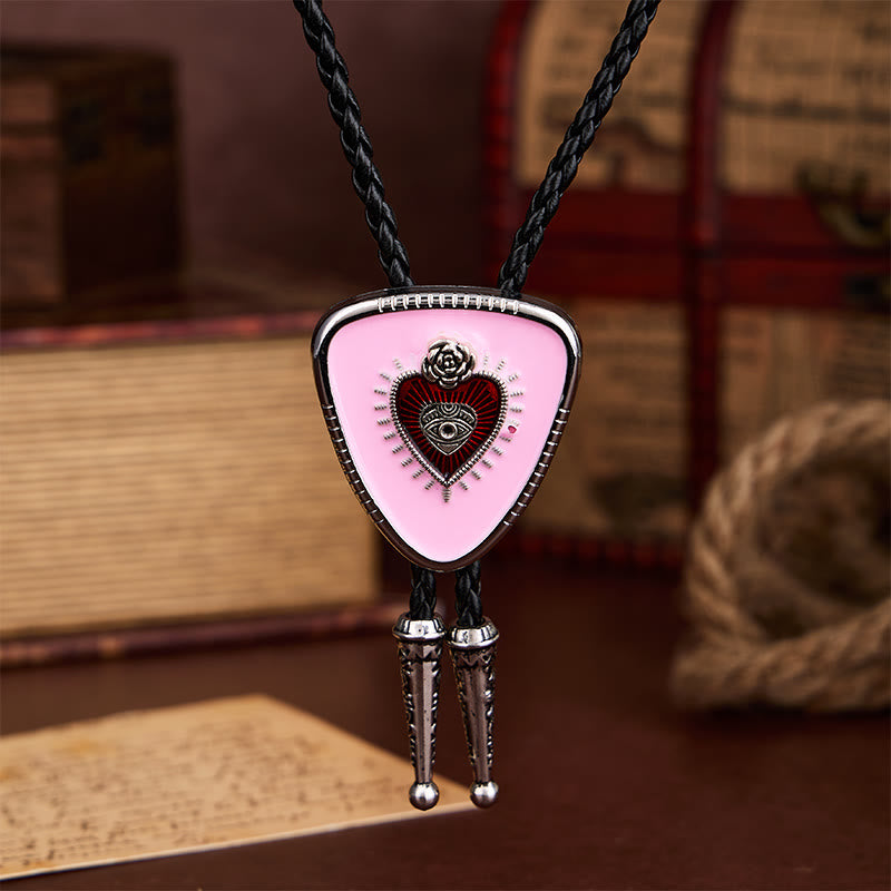 Bolo-Krawatte mit rosa Nazar-Motiv, Rosenmotiv und Herzmotiv - image 3