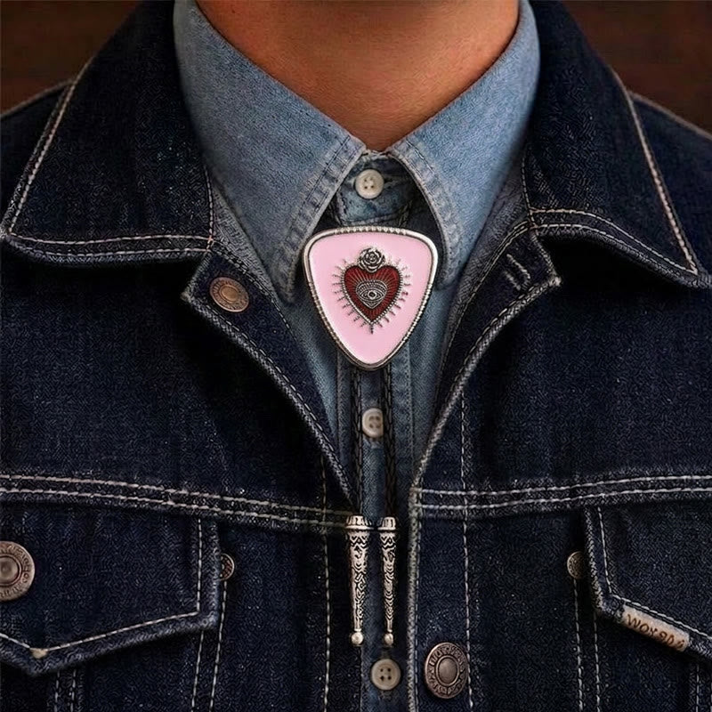 Bolo-Krawatte mit rosa Nazar-Motiv, Rosenmotiv und Herzmotiv - Rosa - image 1