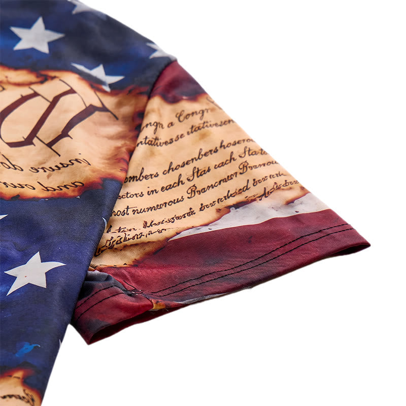 Henley-Shirt für Herren im Vintage-Stil mit amerikanischem Flaggenprint und Textdesign - image 6