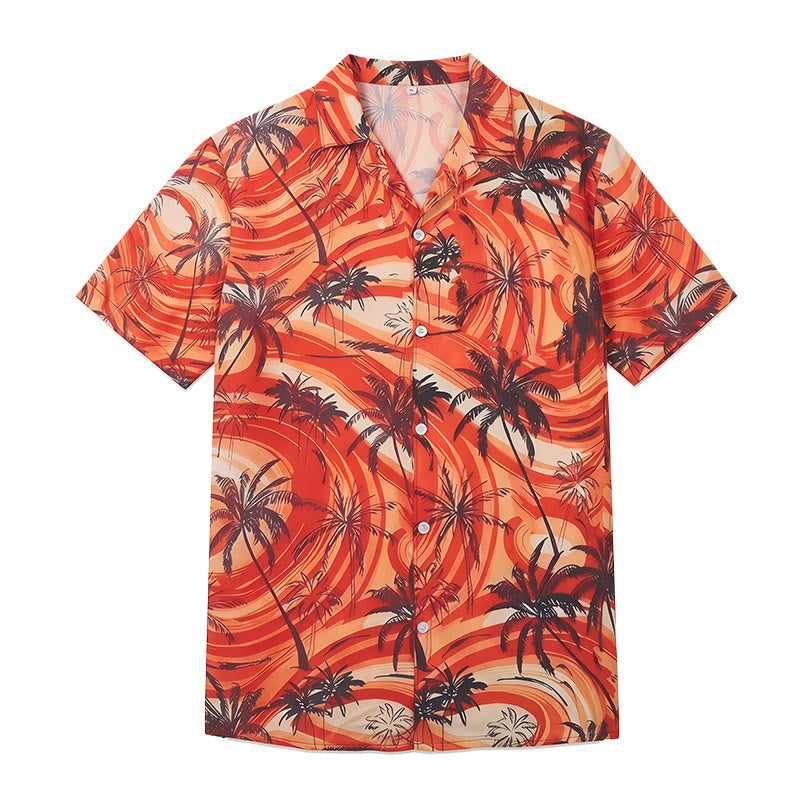 Herren-Sommerhemd mit Palmenmuster in Orange für Strand und Freizeit - image 9