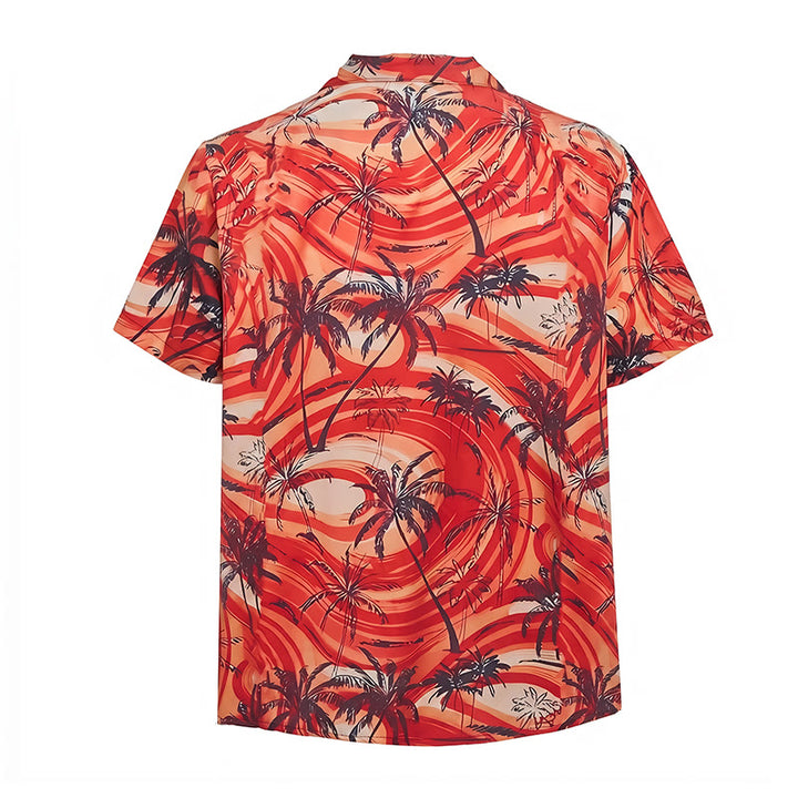 Herren-Sommerhemd mit Palmenmuster in Orange für Strand und Freizeit - image 10
