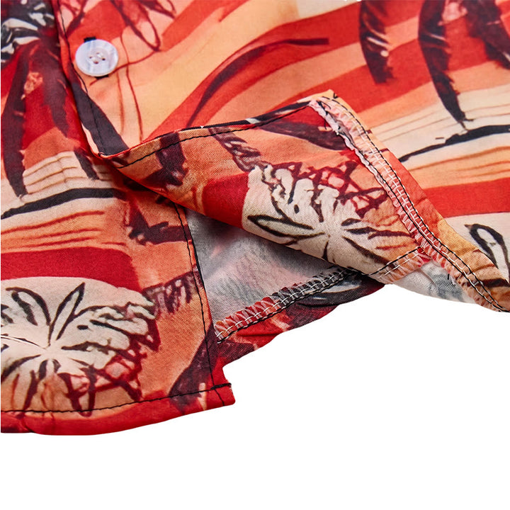 Herren-Sommerhemd mit Palmenmuster in Orange für Strand und Freizeit - image 7