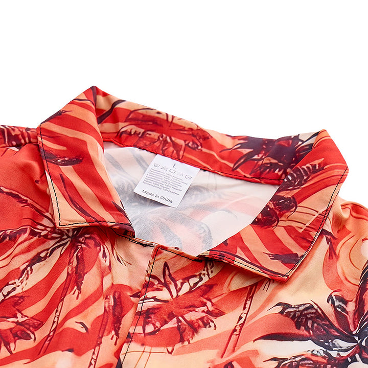 Herren-Sommerhemd mit Palmenmuster in Orange für Strand und Freizeit - image 4