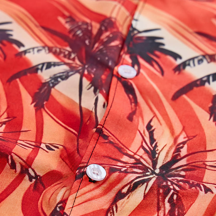 Herren-Sommerhemd mit Palmenmuster in Orange für Strand und Freizeit - image 5