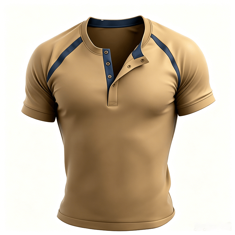 Vintage-gewaschenes Herren-Sommer-Freizeit-Henley-Shirt - image 11