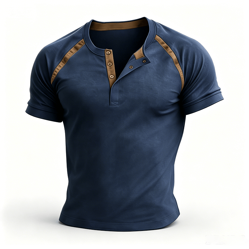 Vintage-gewaschenes Herren-Sommer-Freizeit-Henley-Shirt - image 12