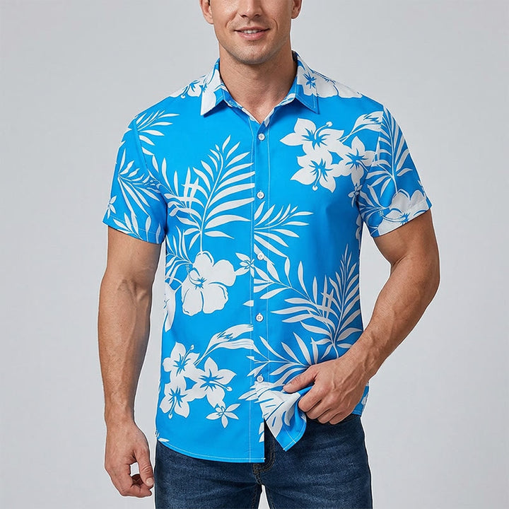 Lässiges Herrenhemd mit Blumen- und Blätterprint für den Sommerurlaub - image 1