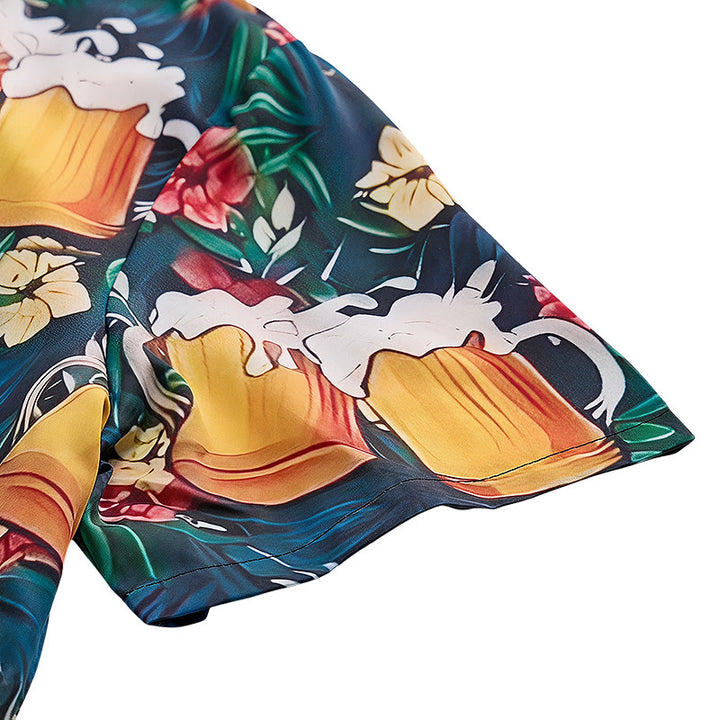 Herren-Bierkrug mit tropischem Palmen- und Blumenmuster, lässige Hawaiihemden - image 7