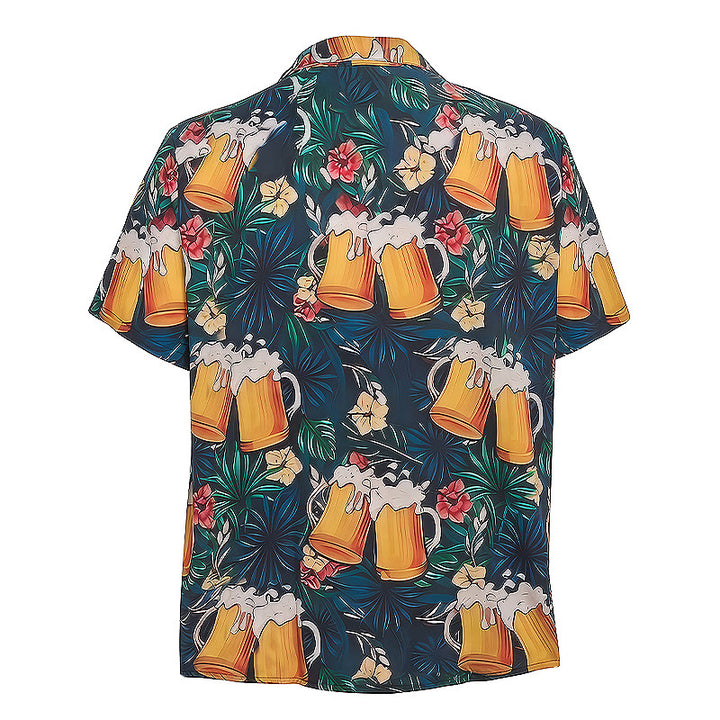 Herren-Bierkrug mit tropischem Palmen- und Blumenmuster, lässige Hawaiihemden - image 9