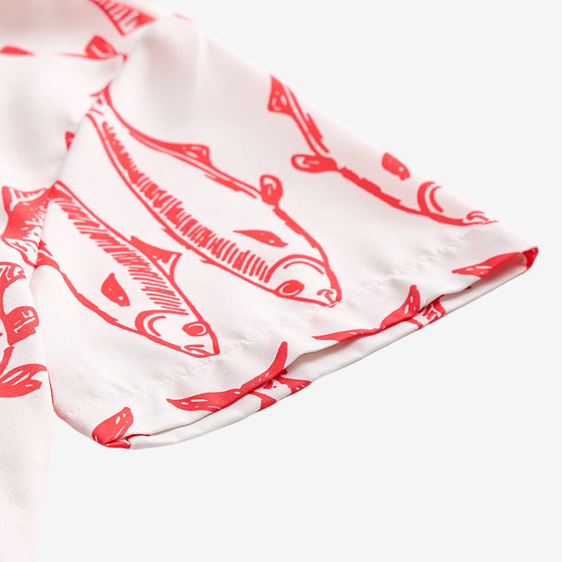 Kurzarmhemd mit patriotischem Aufdruck der amerikanischen Flagge und Fischen - image 8