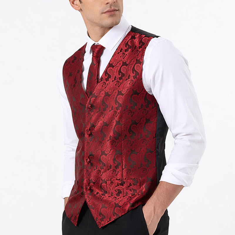 Herren-Allround-Set mit Weste im Paisley-Muster, 3-in-1-Anzugweste - image 2
