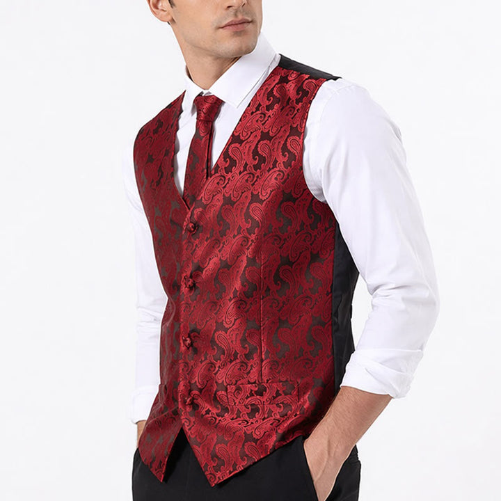 Herren-Allround-Set mit Weste im Paisley-Muster, 3-in-1-Anzugweste - image 2